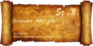 Szender Máté névjegykártya
